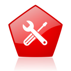 tools red web glossy icon
