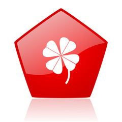 four-leaf clover red web glossy icon