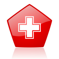 pharmacy red web glossy icon