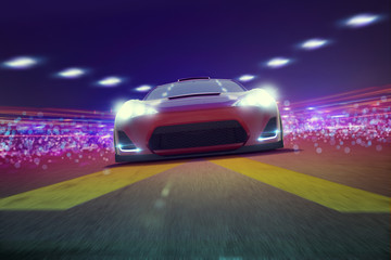 Naklejka premium Sportscar at night on Track 3D