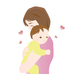 女性　赤ちゃんを抱く