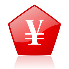 Obraz premium yen red web glossy icon
