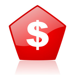 us dollar red web glossy icon