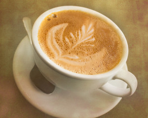 Frothy gourmet cappuccino with texture effect