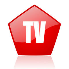 tv red web glossy icon