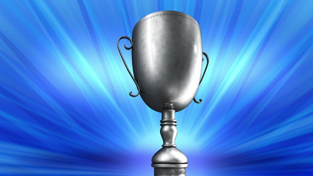 Silver Award Trophy or cup spinning around
