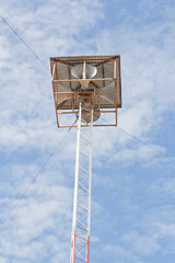 Speaker broadcasting towers.