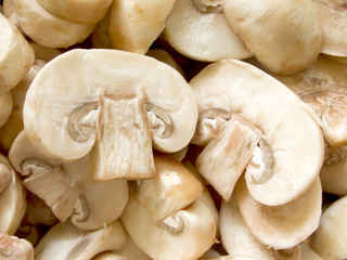 Fresh sliced Champignon Mushroom close up