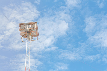 Speaker broadcasting towers.