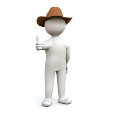 3D Man with cowboy hat