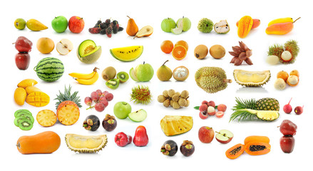 fruit collection isolated on white background © sommai