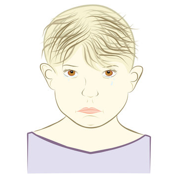young boy concept of sadness - vector illustration