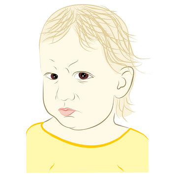 young child with angry face expression - vector illustration