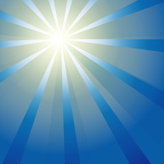 Sun on a blue sky. Vector illustration
