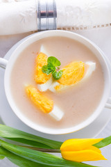 Polish Easter soup with egg and sausage