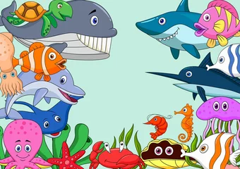 Muurstickers Zeeleven cartoon achtergrond © tigatelu