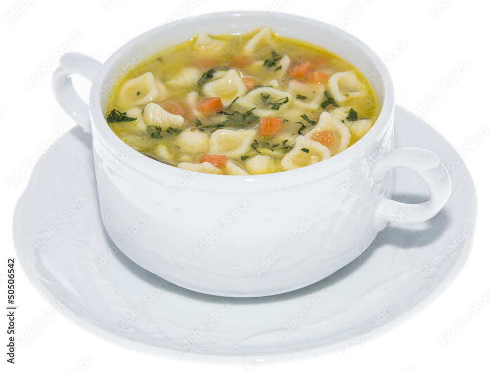 Canvas Prints Portion of Soup isolated on white