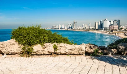 Gordijnen Tel-Aviv coastline view © davidionut