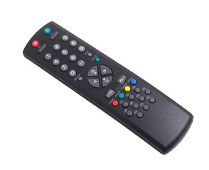 tv remote control black on white clipping path