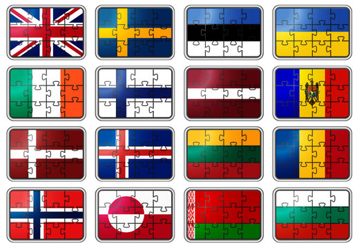 Puzzled national flags