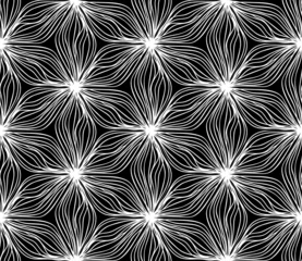 Tableaux sur verre Fleurs noir et blanc Modèle monochrome sans couture 9