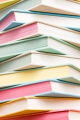 Stack of colorful vintage books