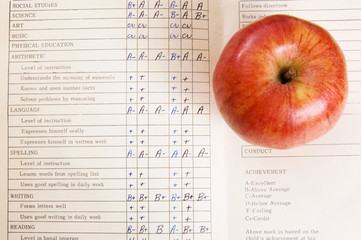 Apple on a vintage report card - 50510971