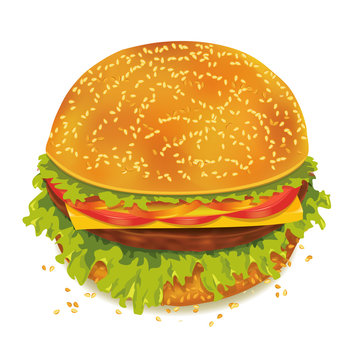 Tasty hamburger isolated