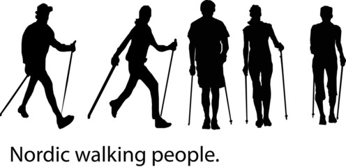 nordic walking vector silhouette