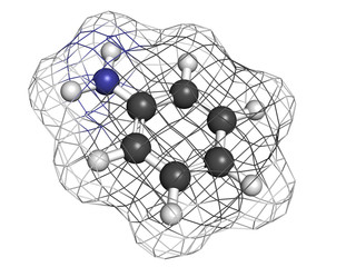 aniline (phenylamine, aminobenzene), molecular model
