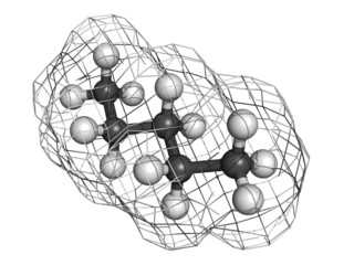 Pentane hydrocarbon, molecular model
