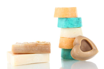 Variety of handmade soap isolated on white
