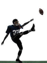 american football player man kicker kicking silhouette - obrazy, fototapety, plakaty