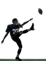 Outdoor kussens american football player man kicker kicking silhouette © snaptitude
