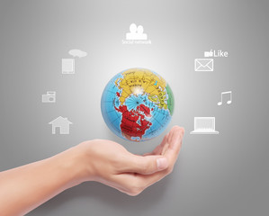 Globe earth in human hand