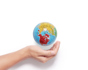 Globe earth in human hand