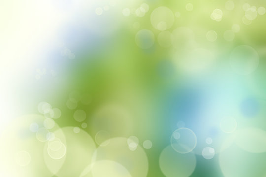 Abstract blue and green bokehs blur spring background