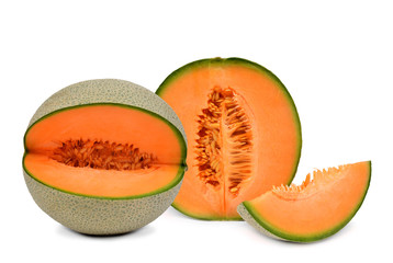 orange cantaloupe melon isolated on white background © vencav