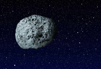 large asteroid flying in the universe