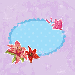 Retro-style floral invitation postcard