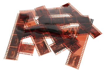Close up image of an old 35 mm negative film strip