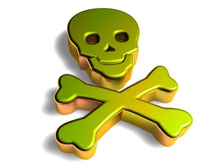 3D Goldzeichen - Totenkopf