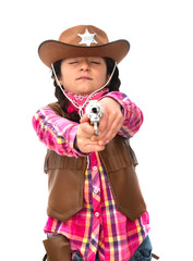 Niña disfrazada de vaquera