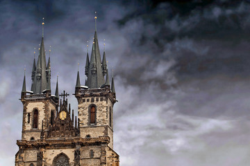 Famous Church of our lady before Tyn in Prague, Czech Republic