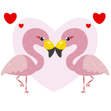 pink flamingos love heart valentine's day clip art preview