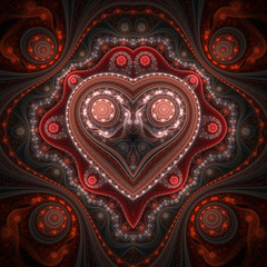 Clockwork valentine's day motive, fractal heart, digital art