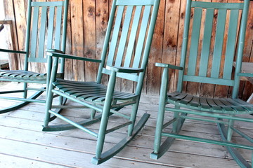 Rocking chairs on an old porch