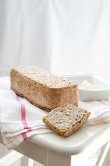 Home baked wholemeal bread with seed