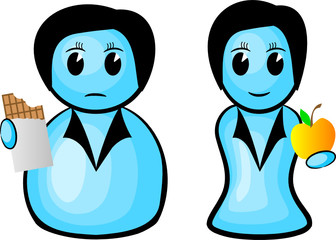 eine dicke und eine dünne Frau im Vergleich