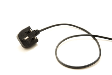 Black UK Electrical wire and plug